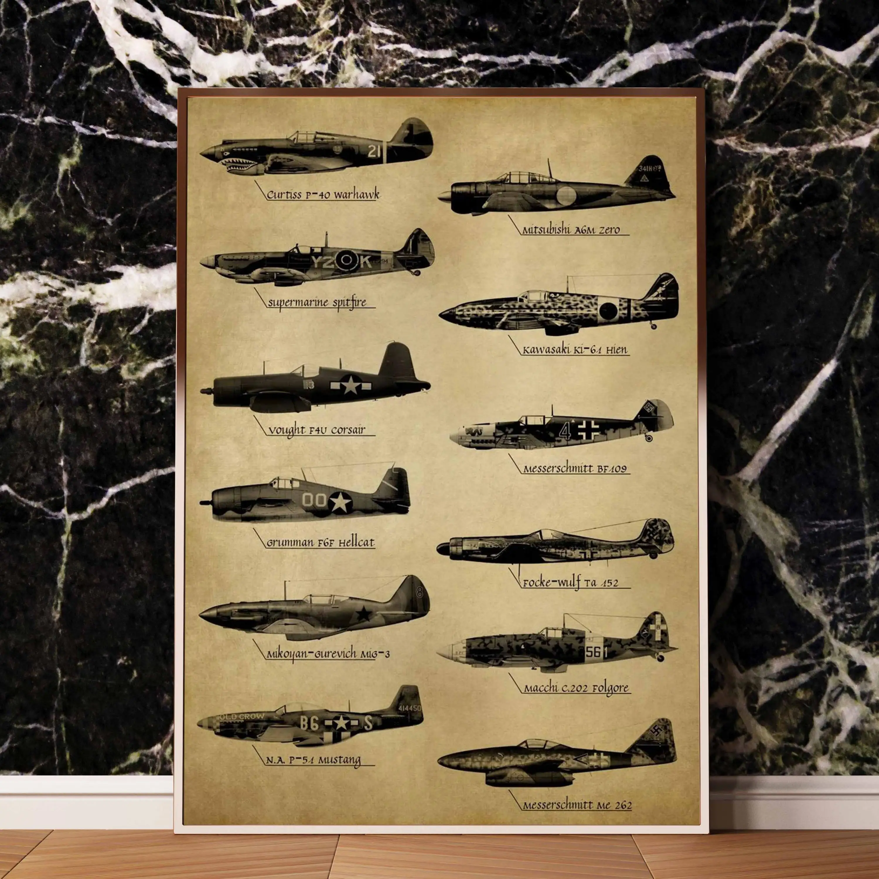 Танка самолёт ретро рисунок военный веер Искусство Декор Живопись Домашний