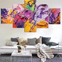 5 pieces wall art canvas painting colored mud abstract poster home decoration modular pictures modern living room free shipping