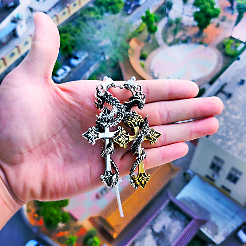 Стальной солдат Прямая поставка крест дракон кулон ожерелье нержавеющая сталь 3D