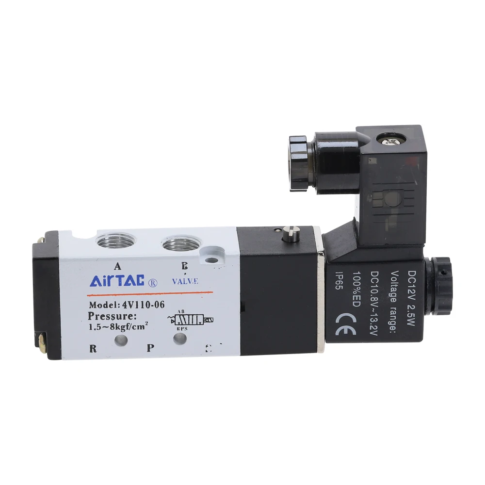 4V110 06 5 Путь 2 Позиция 1/8 &quotПневматический электромагнитный клапан DC 24V 12V AC 110V AC220V с