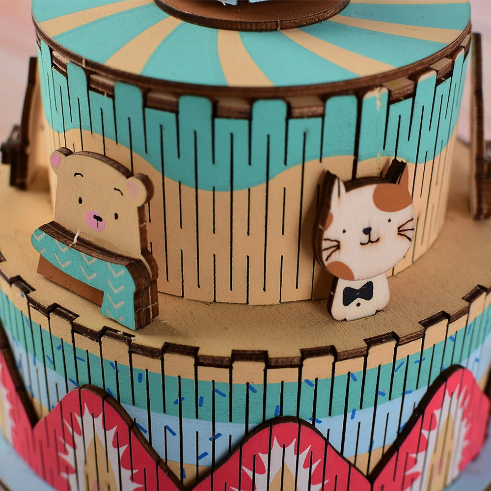 DIY музыкальная шкатулка 3D деревянная модель наборы пазлов Изящные первоклассные