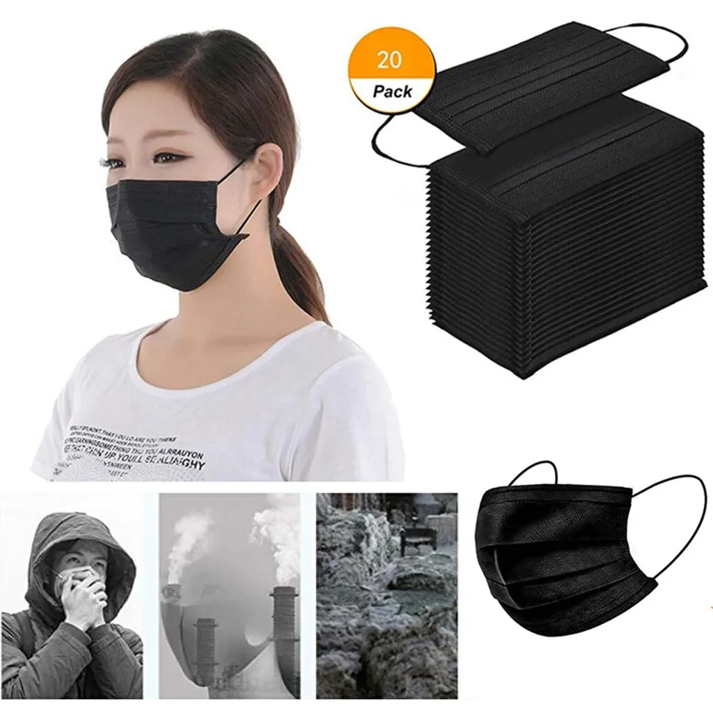 

Black Masks Disposable Face Mask For Face adult 3 Layer Protect Christmas Face Masks Halloween Cosplay Маска Masque Noir