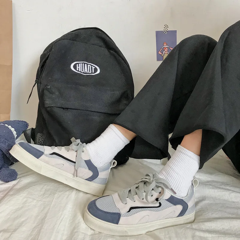 

Женская обувь, Весенняя новая спортивная обувь Harajuku, парусиновая обувь, женская универсальная повседневная обувь на плоской подошве, со шну...