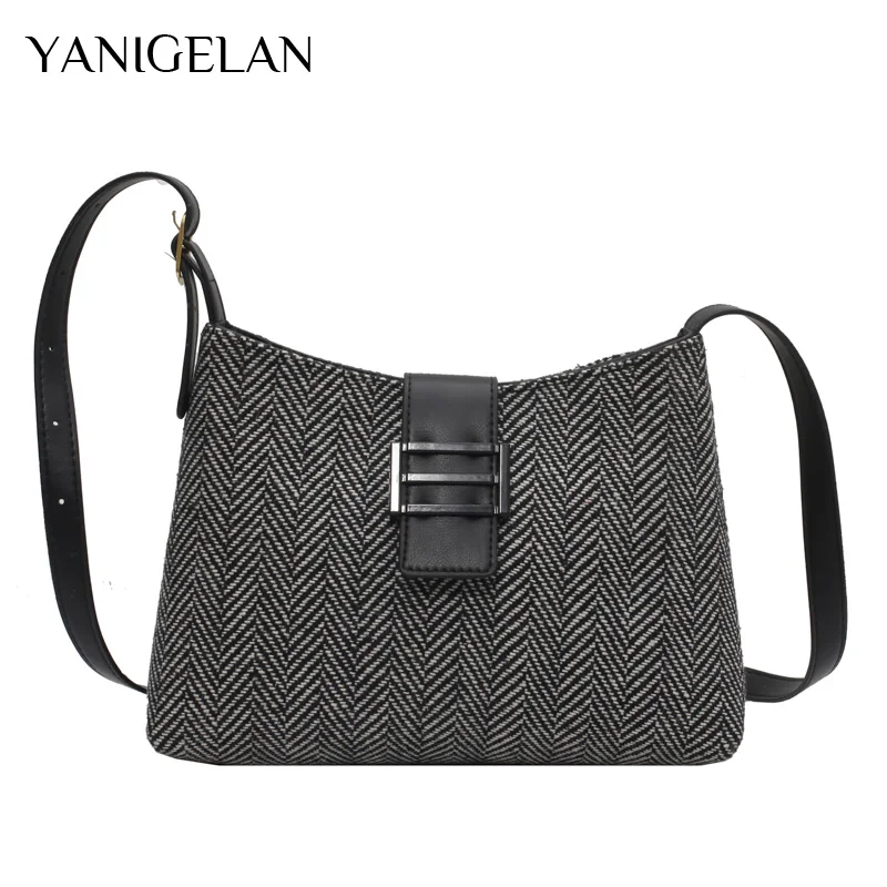 

YANIGELAN Weaving Large Capacity Shoulder Bag Ladies Casual Messenger Crossbody Pack Simple Vintage Handbag Bolso Mujer Informal
