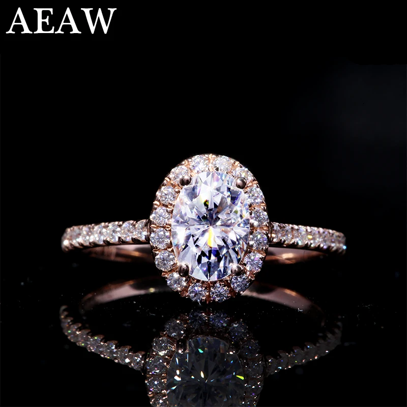 

14K White Gold 1ct Moissanite Halo Engagement Ring with Accents for Women