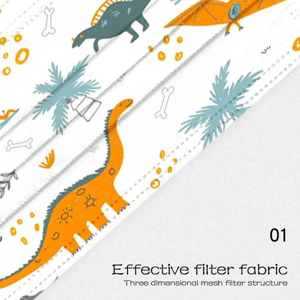 50 шт. маска с рисунком динозавра из мультфильма для детей 3 Слои ребенка фильтр