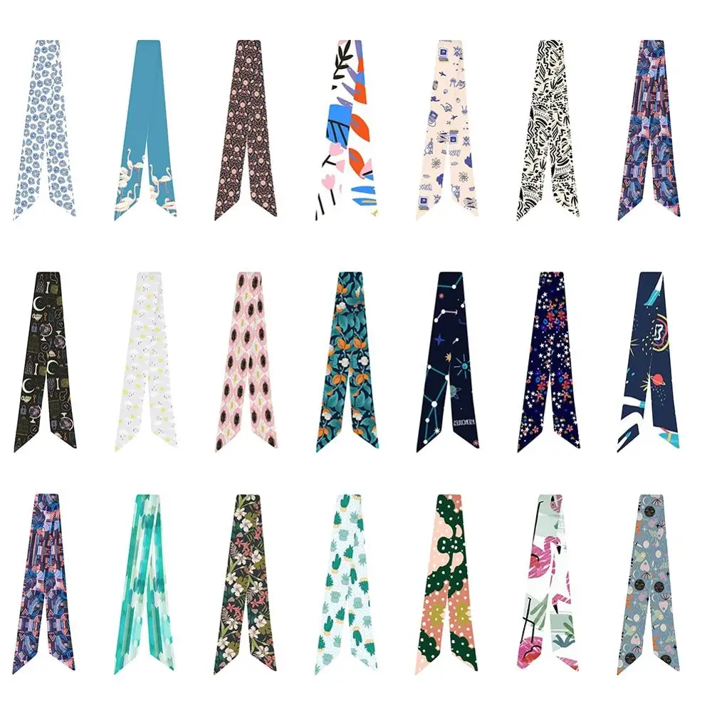 

Новый дизайн, шелковый шарф 95 см, женские сумки с креативным рисунком, модный платок-лента, модные простые шарфы для волос для девочек