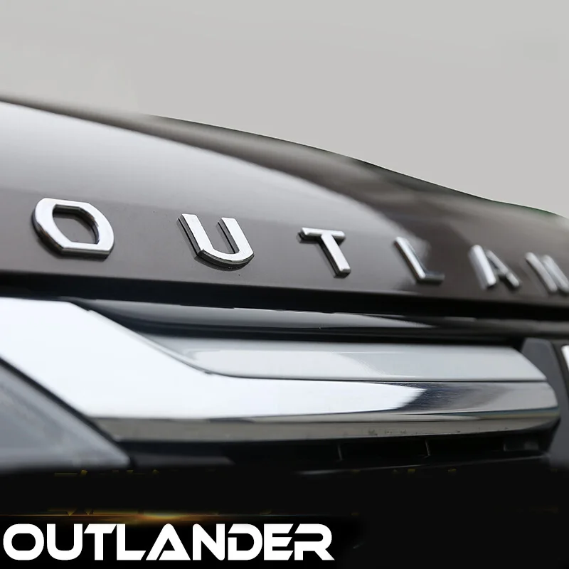 Черные 3D буквы эмблема капюшона логотип значок для Mitsubishi Outlander хромированные
