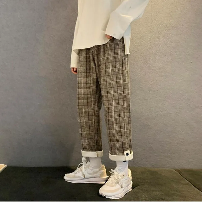 

2021 clothing Men high-end leisure plaid Haroun pants/Male loose Casual pants Straight Harem Pants Women Korean Hip Hop Trousers