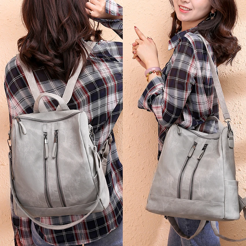 Рюкзак в стиле преппи для женщин вместительные школьные ранцы из нубука и кожи
