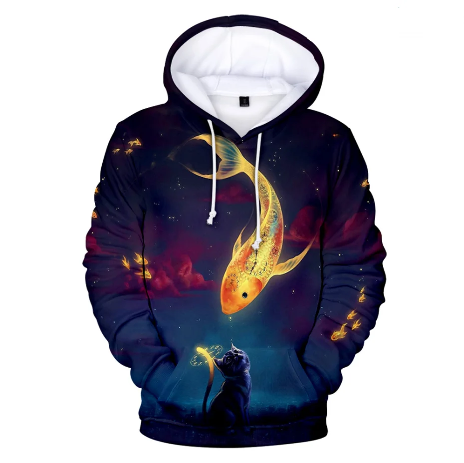 

Creative 3D Print Wolf Sweatshirts Boys Girls Kids Cape Hoodie Children Animal World Fish Winer Autumn Hit Hop Coat 2021