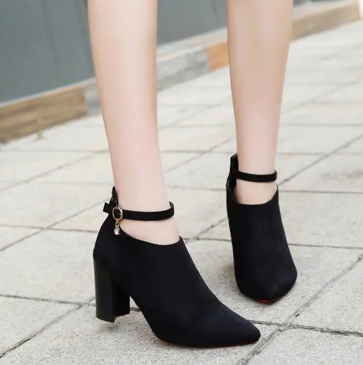 

new fashion Zipper martin Boots high Heel Shoes Buckle Autumn Winter Sexy Boots Women Ankle Boots 566
