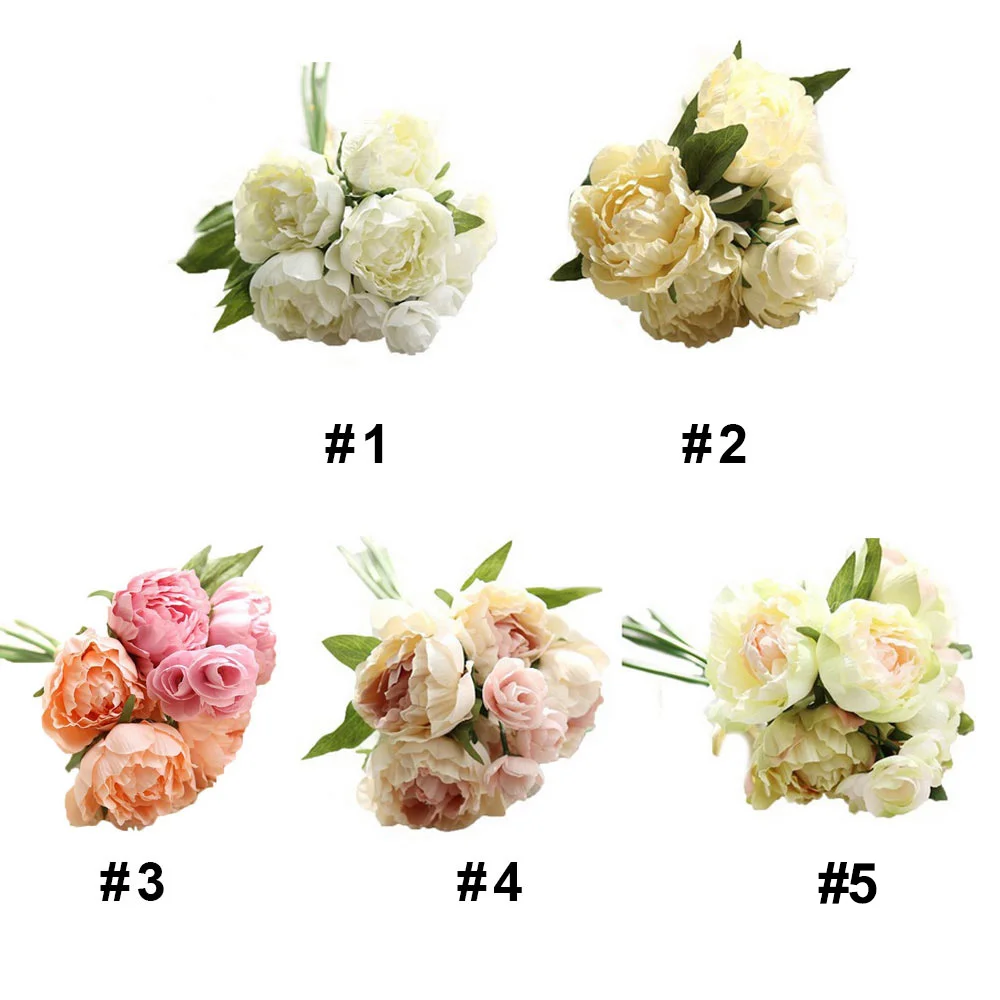Свадебный Ресторан гостиная Искусственный Пион Букеты поддельные цветы цветок 5