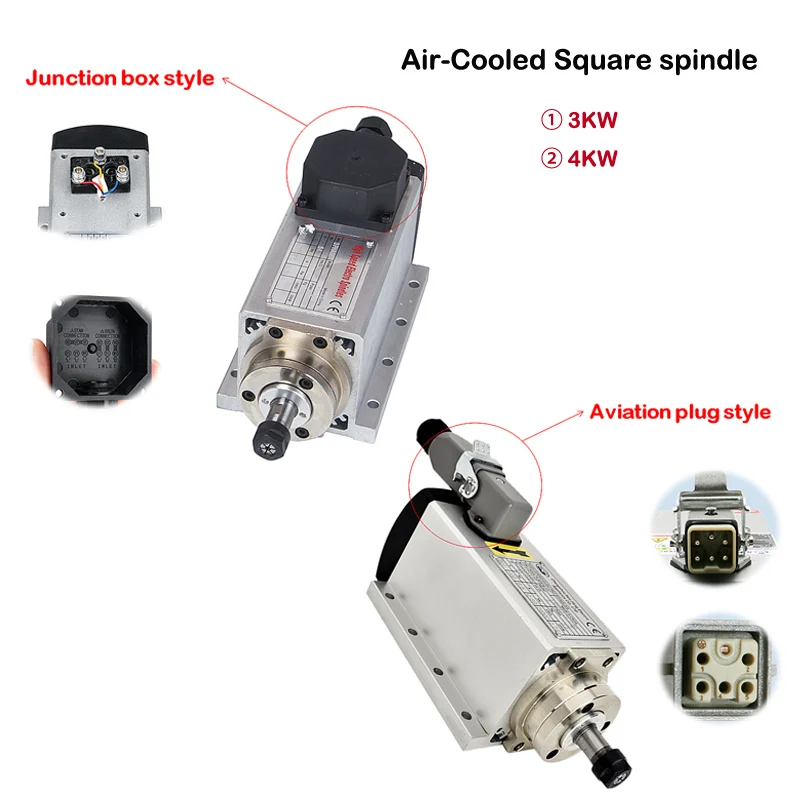 

Квадратный шпиндель с ЧПУ и воздушным охлаждением, 3000 Вт, 4,0 кВт, воздушный кулер, мотор 220 В, 380 В, инструмент с ЧПУ для фрезерного станка с ЧПУ
