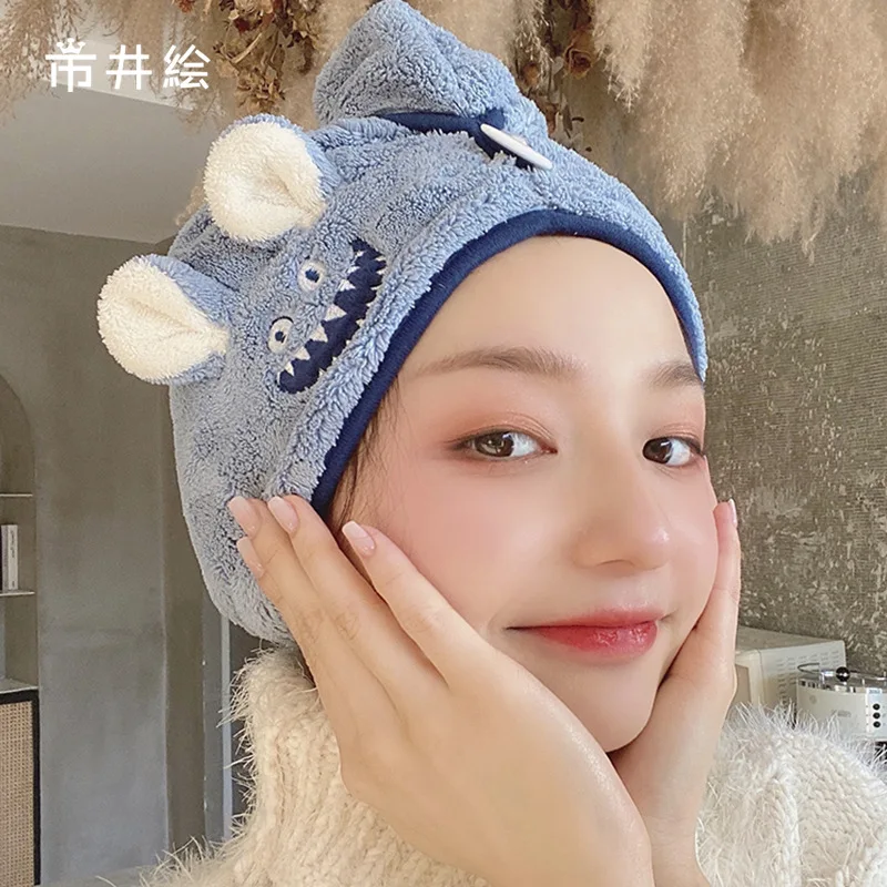 

Cartoon hair dry cap coral fleece shower cap super absorbent and quick-drying turban thickening children’s cute dry hair towel