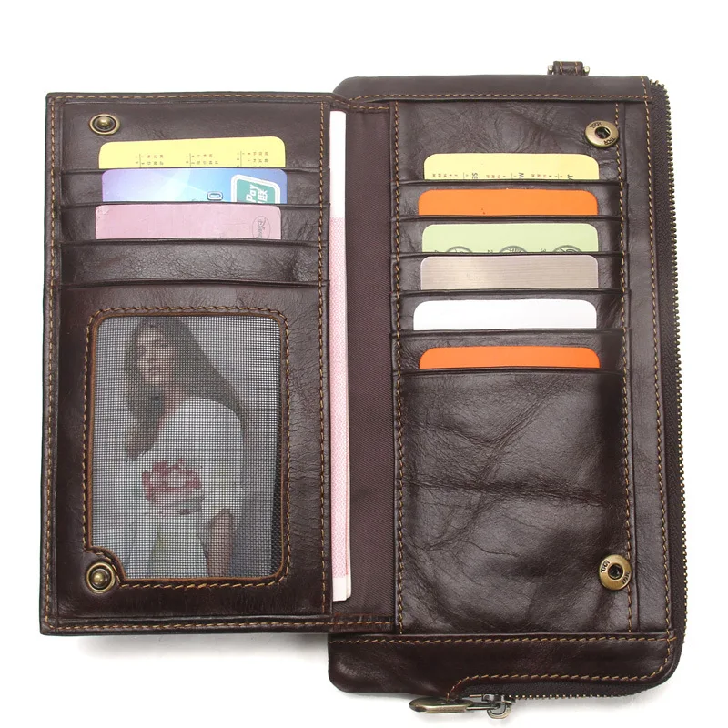 Новый Кошелек Male'S кожаный верхний слой Воловья кожа многофункциональный