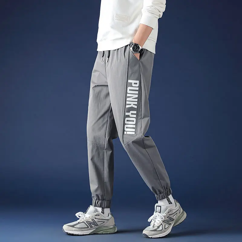 

Sports Pants Mens Casual Tide All-match Embroidery Pockets Loose Harem Pants Male Clothes Nine-point Trousers Jogging Streetwear
