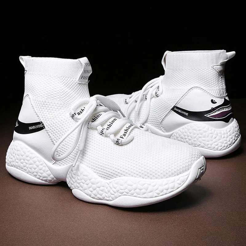 UPUPER Breathable Mesh Man Casual Shoes Winter Fashion Lightweight High-Top Sneakers Men Lace Up | Обувь