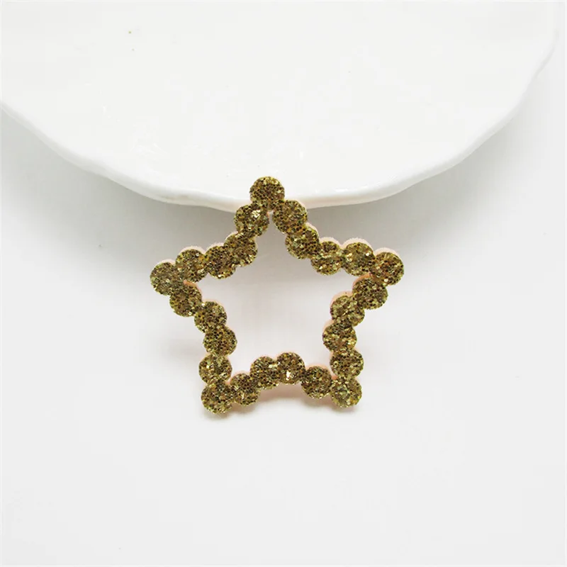 Gold Stars 20-100 шт Блестящий медведь/Сердце/Звезды аппликация DIY ремесло Детские принадлежности детский подарок, аксессуары для волос упаковочные материалы тиснение - Color: Gold Stars