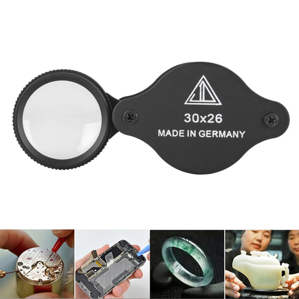 

Lightweight Folding Pocket Magnifier 30X Metal Mini Jewllery Loupe Portable Magnifying Glass for Jewelry Appreciation