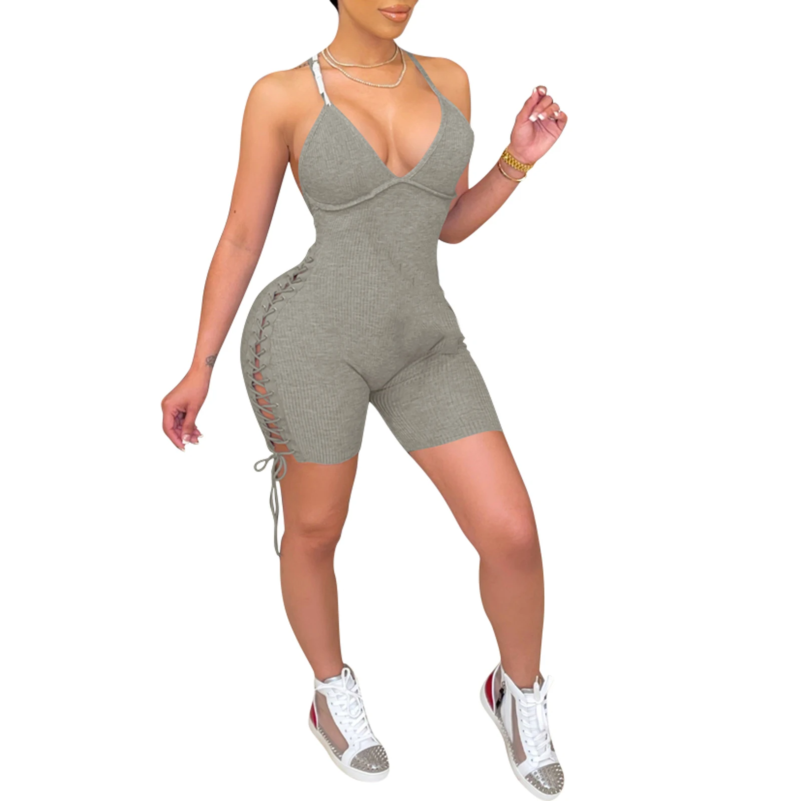 

Women’s Sexy Backless Slim Fit Jumpsuit Fashion Solid Color Bandage Suspender Bottoming Bodysuit For Femme Sexy Women's Clothing
