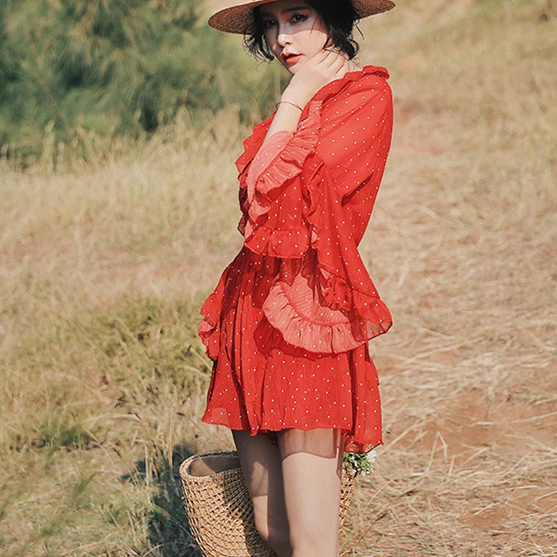 Женский купальник пуш ап 2018 красный Танкини с принтом женский костюм из 3