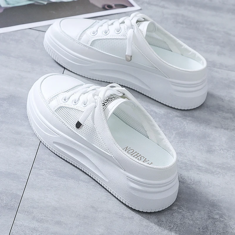 

White Women's Platform Sneakers Women Shoes 2021 Summer Casual Sport Shoes Vulcanized Tennis Female Flats Slippers Basket Femme