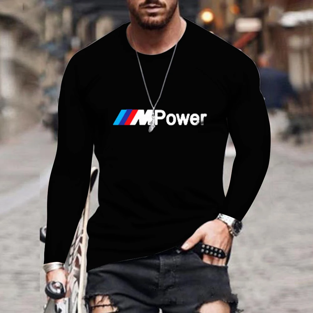 

Autumn and winter 2021 men's brand letters printing solid color Round neck long sleevestreet running sports fitness wear