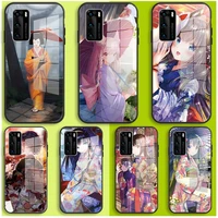soft samsung case for galaxy a10 a12 a13 a33 a53 a73 a30 a40 a50 a70 a31 a12 a51 a71 a32 a52 balck glass cover cute kimono girl