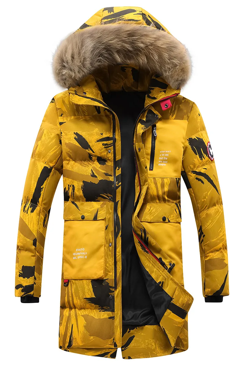 2021 new coat Men's X-long winter hooded coat couples thick fur collar warm big size plus 140kg brand fashion camouflage jackets