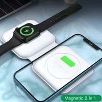 15w wireless fast charging 2 in 1 foldable magnetic safe duo charger for iphone 12 pro max 11 dock for apple watch 5 4 3 airpod