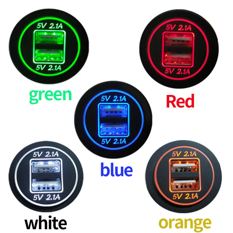 DIY водонепроницаемый двойной USB разъем зарядного устройства 4.2A 2.1A + 12 24V розетка