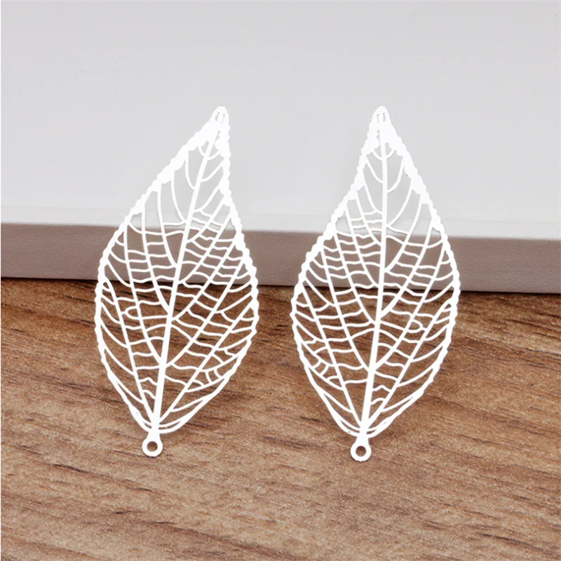 

20pcs 43x20mm Brass LeavesPendant Filigree Leaf Earrings Findings Pendants DIY Jewelry necklace ear jewelry Materials making