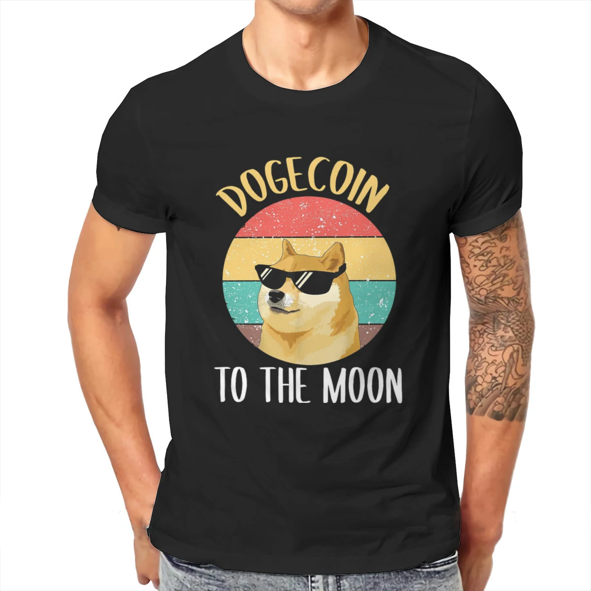 

Summer New New Men's T-shirt 3D Printing Bitcoin Cryptocurrency Art Dogecoin Moon Landing Men's Shirt Harajuku Top