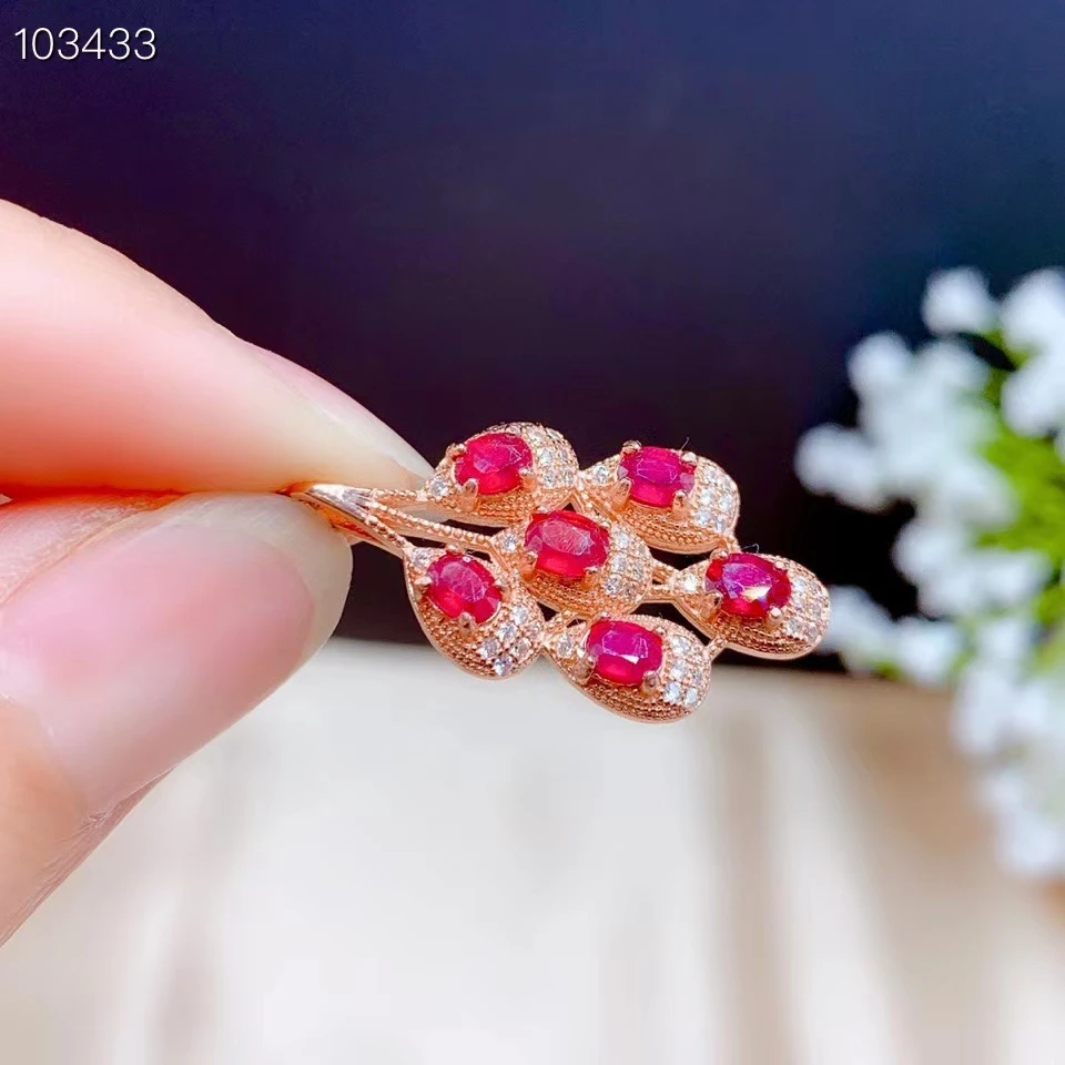 Изысканный кулон с красным Рубином серебро 925 пробы ожерелье для женщин на