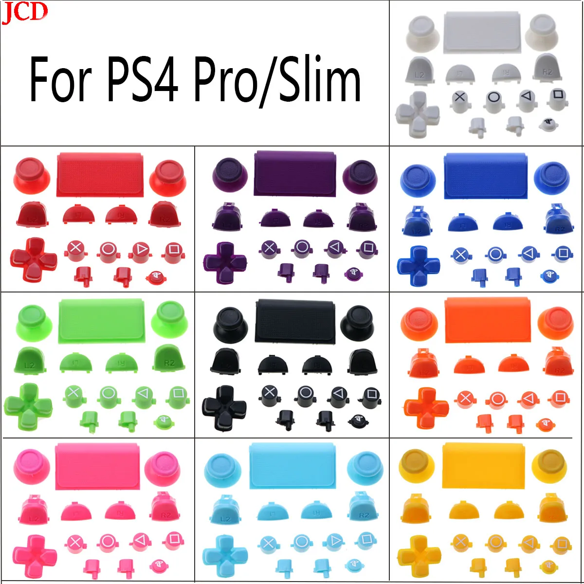 

JCD Botones de disparo para mando analógico PS4 Pro Slim, jds 040 jds-040, Dpad L1 R1 L2 R2 30 sets