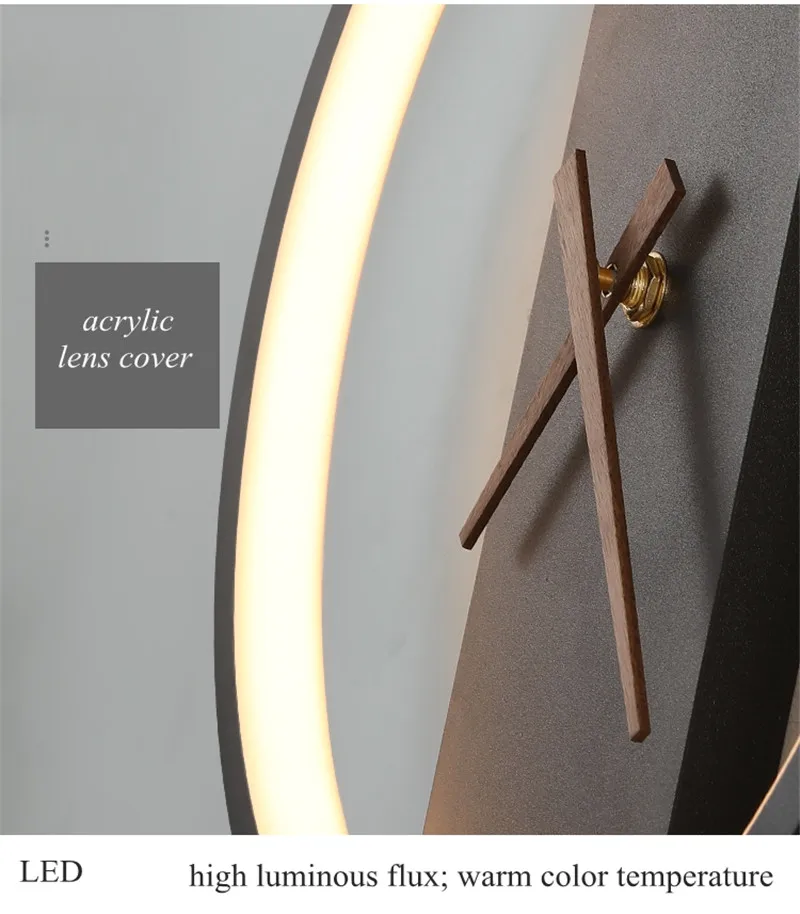 decor nordic bedside wall lamps round simple wall sconce loft clock indoor fixture 18w home decoration accessories for bedroom free global shipping