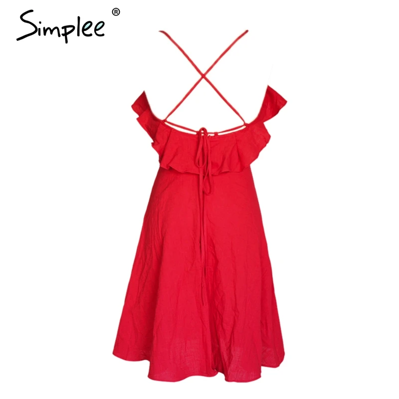 Летнее женское хлопковое платье Simplee с открытой спиной элегантное короткое