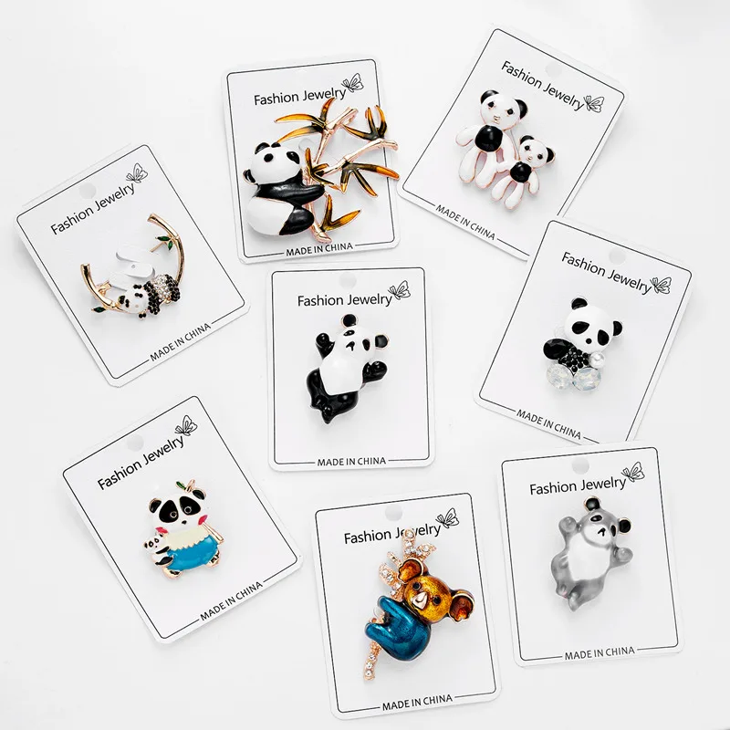 Милая эмалированная брошь с жемчугом Бамбуковая панда животное булавка для