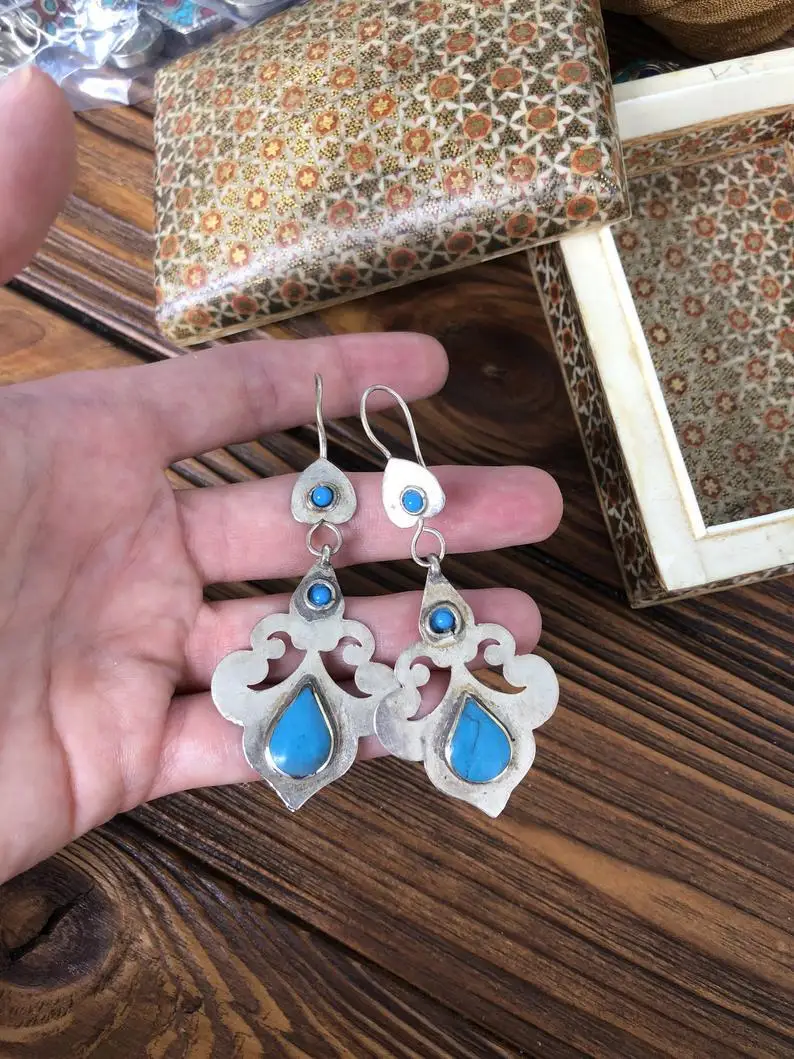 Богемные геометрические бирюзовые серьги для женщин этнические украшения