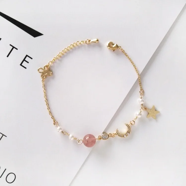 

1Pcs Alloy Classic Star Moon Bracelet Korean Female Jewelry Student'S Colorful Stone Bracelet Fashion Bracelet Jewelry Gift