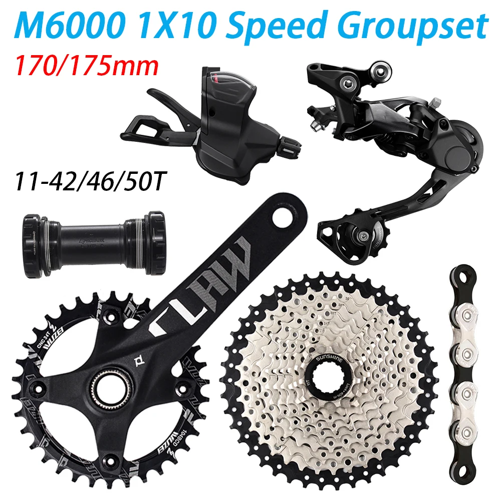 M6000 1X10 скоростной MTB велосипед Groupset 170/175 мм X32/34/36/38tx42t 46T 50T KMC X10 цепь