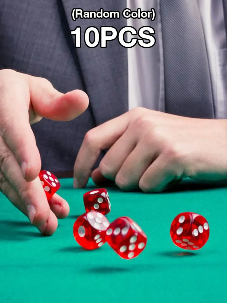 

10PCS/Set Dice Set Transparent Game Dice Set For Table Board Games 16mm Random Color Party Game Supplies