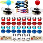 Набор сделай сам для аркадных игр, 2 игрока с 20 светодиодный ными аркадными кнопками + 2 джойстика + 2 USB-кодировщика + набор кабелей