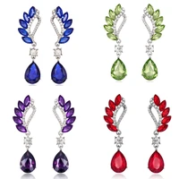 elegant angel wings zircon earrings 5 colors long crystal dangle earrings for women korean wedding engagement bridal jewelry