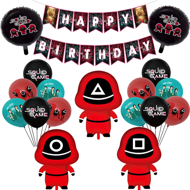 Новая игра кальмар украшение для вечеринки в честь Дня Рождения наклейка-баннер