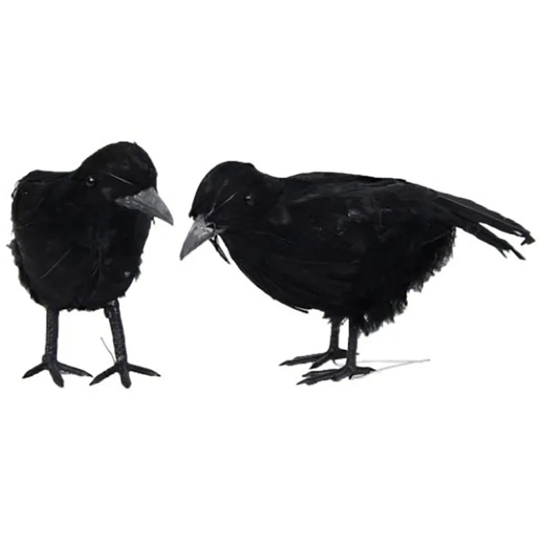 

Artificial Crow Simulation Black Crow Animal Model Prop Ornament Halloween Decoration for Home Scary Party Haunted House Decor