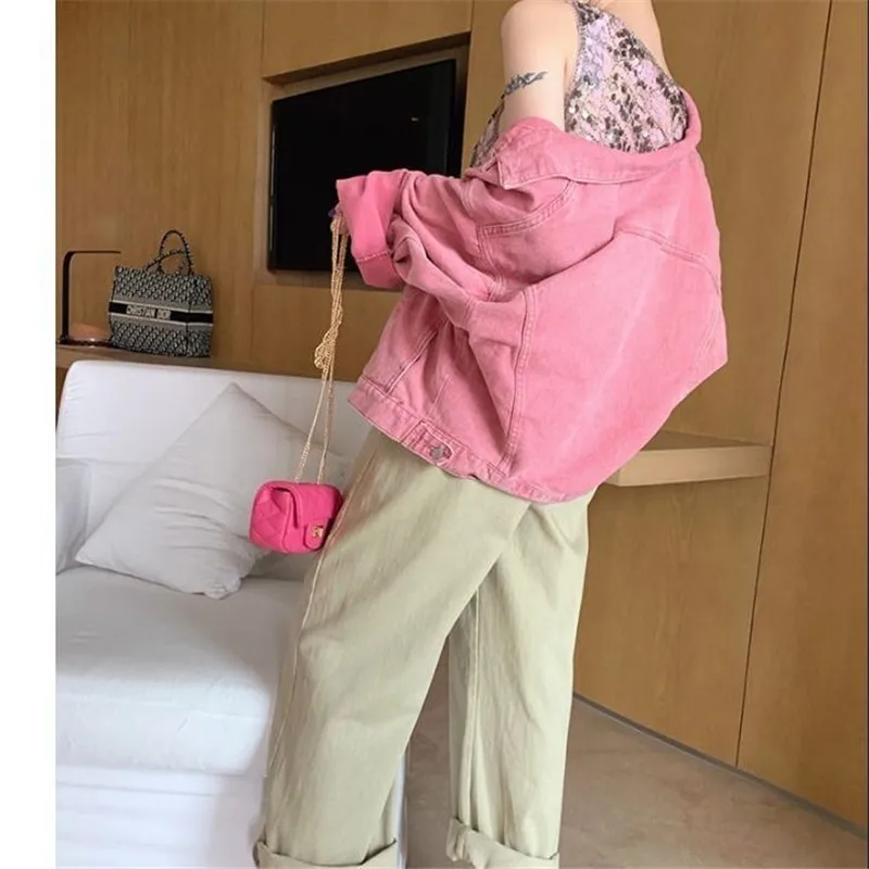 Куртка женская джинсовая в стиле оверсайз Повседневная Свободная верхняя одежда