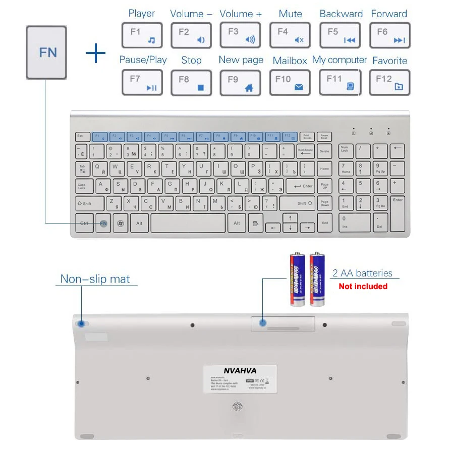 

Russian & English characters Ultra-thin Business Wireless Russian keyboard and mouse combo low noise Mice for Office