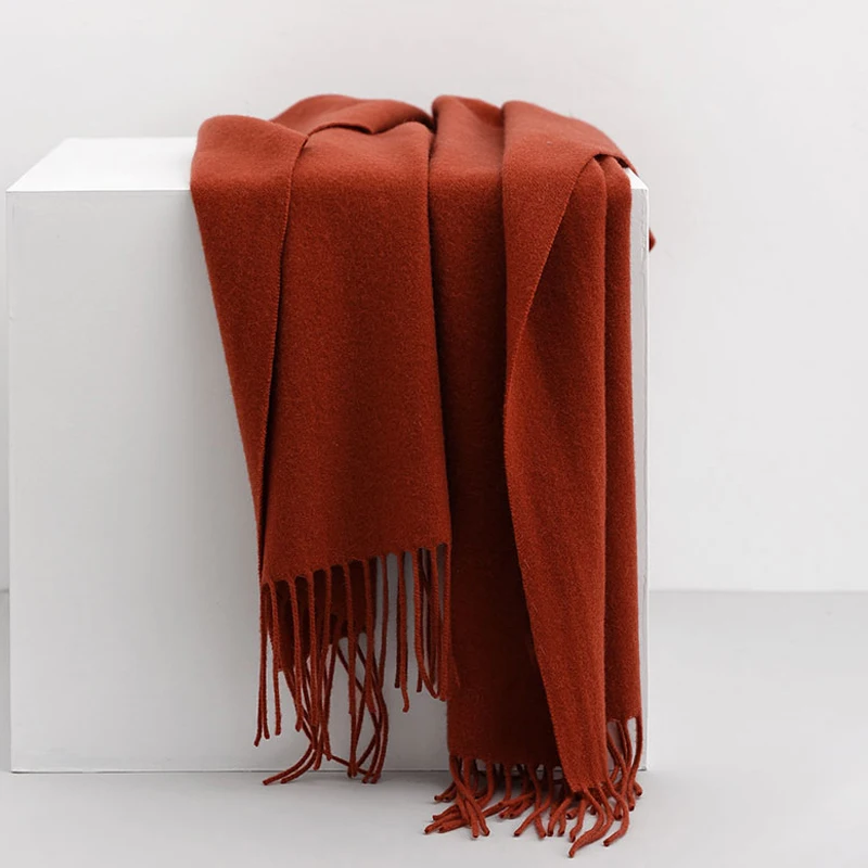 Шарф Luna & Dolphin женский зимний, Классическая Толстая теплая длинная шаль из карамельной шерсти, 200 х45 см, с кисточками